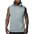 thumbnail image 1 of AHTJRT Men's Sleeveless Hooded Tank Top Lightweight Versatile Drawstring Hood Front Pocket Gym Tees Gray L, 1 of 5