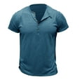thumbnail image 1 of AHTJRT Men's Slim Fit Short Sleeve Henley Shirt with Stretchy Comfort for Casual Wear Blue XL, 1 of 4