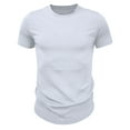 thumbnail image 1 of AHTJRT Men's Slim Fit Stretchy Short Sleeve Crew Neck Ribbed Knit T-Shirt for Basic Style White L, 1 of 8