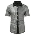 thumbnail image 1 of AHTJRT Men's Stylish Metallic Grid Short Sleeve Shirt Casual Lightweight Blouse Silver M, 1 of 3