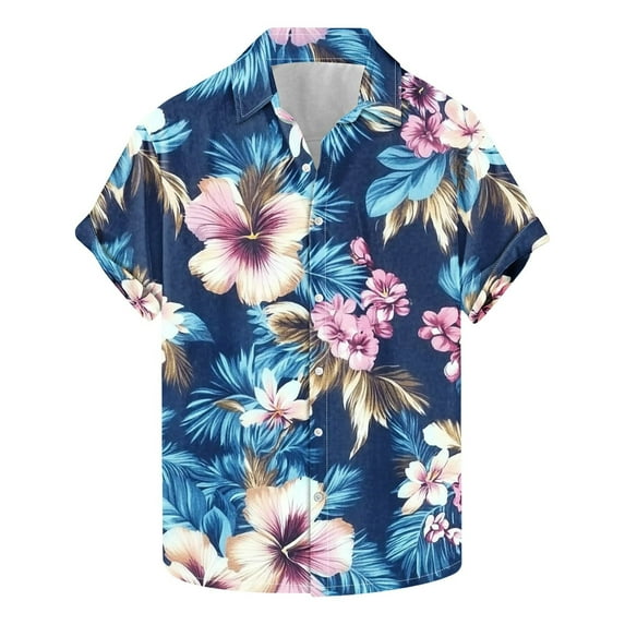 AHTJRT Men's Summer Beach Shirt Pineapple Geometry Casual Beach Outings Multicolor S