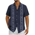 thumbnail image 1 of AHTJRT Men's Summer Beach Shirt Shell Spiral Geometry Vibrant Coastal Styling Navy 4XL, 1 of 5