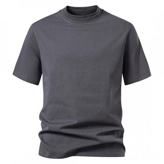 AHTJRT Men's Summer Cotton Oversized Crew Neck Short Sleeve Loose Basic Big and Tall Tees Dark Gray 3XL