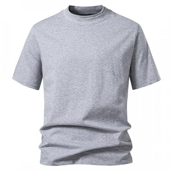 AHTJRT Men's Summer Cotton Oversized Crew Neck Short Sleeve Loose Basic Big and Tall Tees Gray 3XL