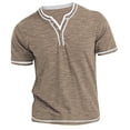thumbnail image 1 of AHTJRT Men's Summer Raglan Short Sleeve V Neck Henley Shirt Soft Touch Knit Tee Khaki XL, 1 of 5