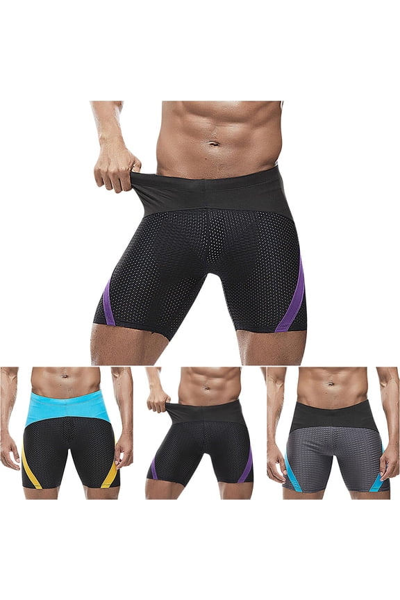 Men's Swim Jammers Athletic Workout Gym Training Swimsuit Bottoms Durable Slimming Mid Waist Water Resistant Swim Shorts Gray M