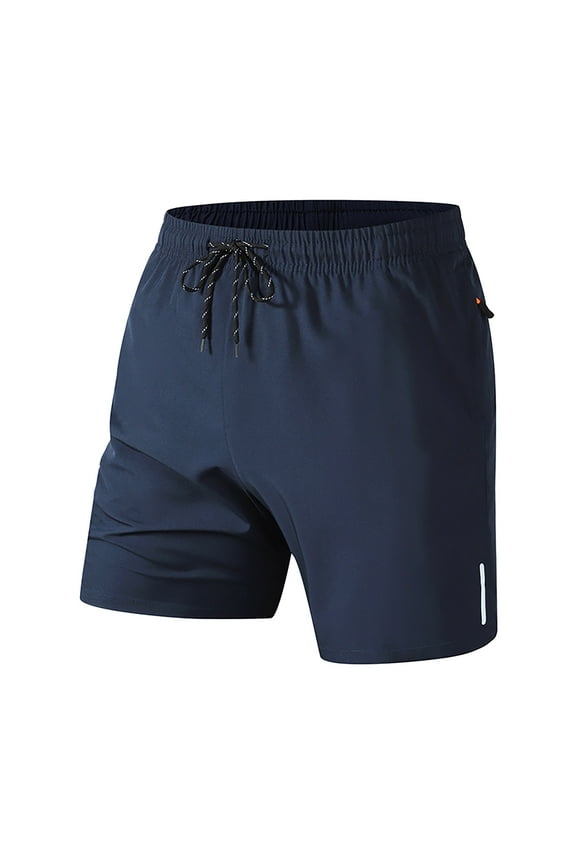 Men's Swim Shorts Quick Dry Mesh Lining Comfortable Fit Flat Front Beach Shorts with Pockets for Vacation Dark Blue XS