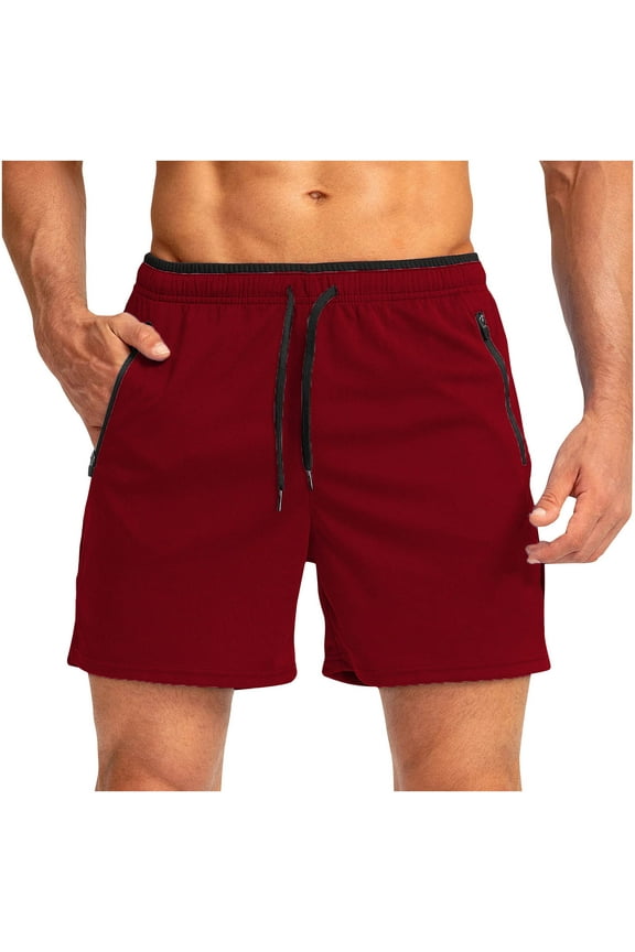 Men's Swim Trunks Quick-Dry Beach Shorts with Zipper Pockets & Mesh Lining for Comfort Red 2XL