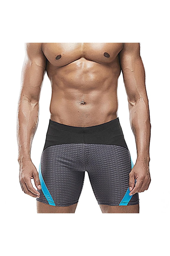 Men's Swim Trunks Square Leg Swimming Shorts Color Block Swimwear Athletic Training Diving Snorkeling Swimsuit Gray XXL
