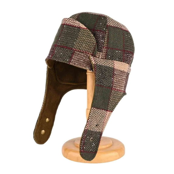 AHTJRT Men's Trooped Trapper Hat Thermal Winter Corduroy Lined Aviator Hat with Chin Strap Earflap Outdoor Hunting Skiing Skullcaps Green Free Size