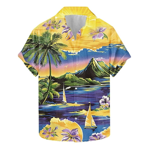 AHTJRT Men's Unisex Aloha Shirt Pineapple Monstera Leaf Marbling Laid-Back Adventures Multicolor 2XL