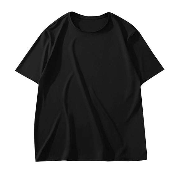 AHTJRT Men's Unisex Oversized Short Sleeve Crew Neck Cotton T-Shirt for Loose Streetwear Style Black M