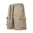 thumbnail image 1 of AHTJRT Men's Versatile Twill Shorts Comfort Fit Flat Front Multiple Pockets Casual Workout Shorts for Active Lifestyle Khaki 2XL, 1 of 3