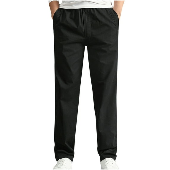 AHTJRT Mens Big Tall Jogger Sweatpants Elastic Bottom Casual Athletic Classic Fit Multi Pockets Track Pants Black XL