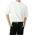thumbnail image 1 of AHTJRT Mens Big and Tall Short Sleeve Solid Tees Mock Neck Basic TShirts White M, 1 of 8