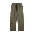 thumbnail image 1 of AHTJRT Mens Cargo Pants Relaxed Fit Sport Pants Jogger Sweatpants Drawstring Outdoor Trousers with Multi-Pockets Khaki L, 1 of 4