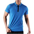 thumbnail image 1 of AHTJRT Mens Casual Quarter Zip Short Sleeve Stretchy Tees T Shirts Sky Blue XL, 1 of 4