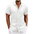 thumbnail image 1 of AHTJRT Mens Casual Short Sleeve Lapel Cardigan Shirts Plaid Holiday Pullover Tops White S, 1 of 6