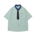 thumbnail image 1 of AHTJRT Mens Classic Short Sleeve Button Down Shirt Collared Formal Tees With Chest Pocket Green M, 1 of 3