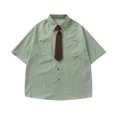 thumbnail image 1 of AHTJRT Mens Classic Short Sleeve Button Down Shirt Collared Formal Tees With Chest Pocket Green XL, 1 of 8