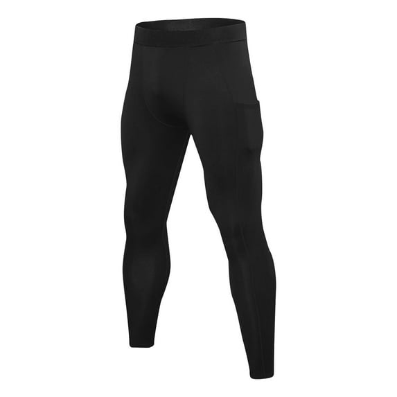 AHTJRT Mens Compression Pants Athletic Leggings Workout Running Tights Dry Base Layer with Pockets Active Cycling Pants Black M