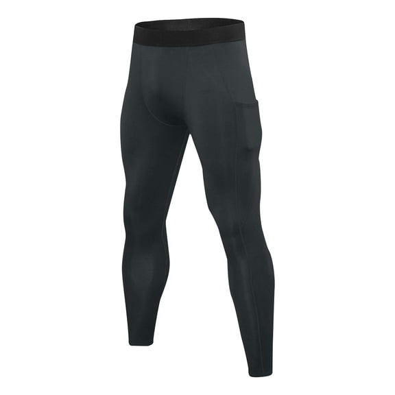 AHTJRT Mens Compression Pants Athletic Leggings Workout Running Tights Dry Base Layer with Pockets Active Cycling Pants Dark Gray M