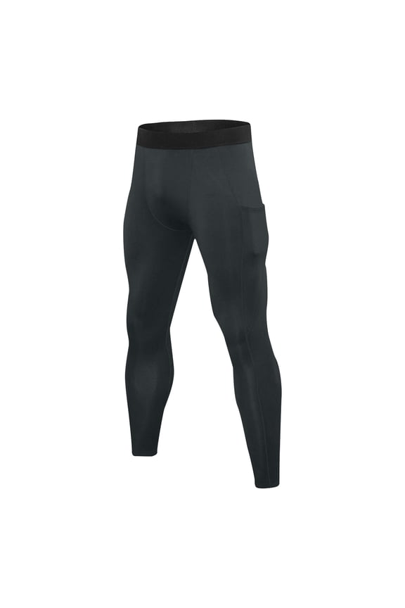 Mens Compression Pants Athletic Leggings Workout Running Tights Dry Base Layer with Pockets Active Cycling Pants Dark Gray M