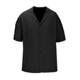thumbnail image 1 of AHTJRT Mens Crochet Style Knit Tees Short Sleeve Button Front Vintage Summer Beach Tops Black 3XL, 1 of 4