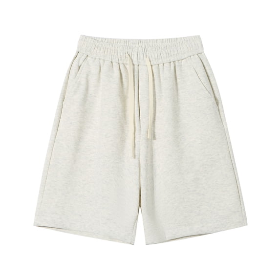AHTJRT Mens Drawstring Elastic Waist Cotton Jogger Shorts Athletic Workout Lounge Shorts with Pockets Casual Shorts White 2XL
