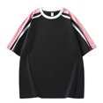 thumbnail image 1 of AHTJRT Mens Dye Blocked Harajuku Inspired Tees Loose Fit Crew Neck Summer Tops Black 2XL, 1 of 3