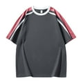 thumbnail image 1 of AHTJRT Mens Dye Blocked Harajuku Inspired Tees Loose Fit Crew Neck Summer Tops Dark Gray 3XL, 1 of 3