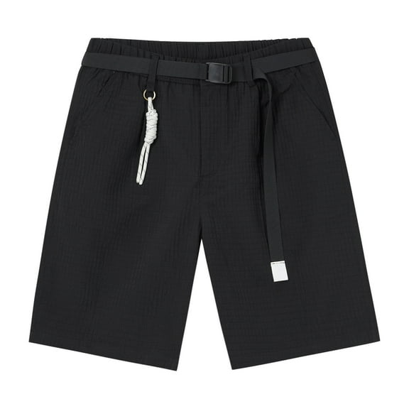 AHTJRT Mens Elastic Waisted Casual Cargo Bermuda Shorts with Multi Pockets Relaxed Fit for Summer Beach Black L