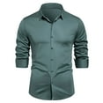 thumbnail image 1 of AHTJRT Mens Fashion Long Sleeve Solid Color Business Dress T-Shirt with Lapel and Turn Down Collar Army Green 4XL, 1 of 6
