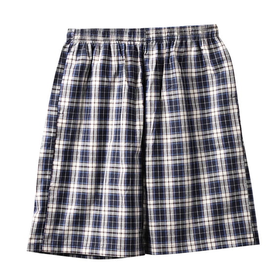 AHTJRT Mens Knee Length Plaid Board Swim Trunk Shorts with Elastic Waistband Blue 4XL