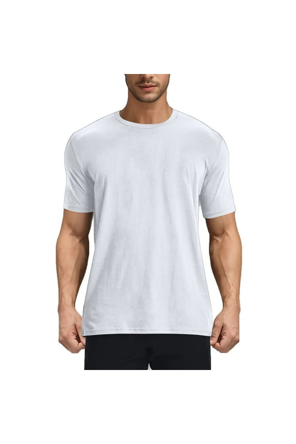 Mens Lightweight Moisture Wicking Workout Running Athletic Short Sleeve T-Shirts Casual Basic Tops White M