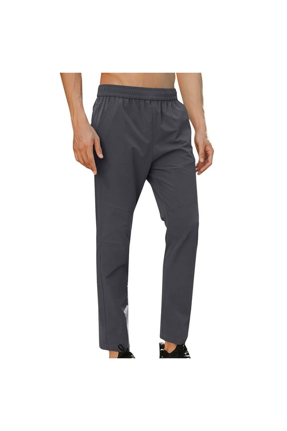 Mens Lightweight Track Pants Quick Dry Joggers Hiking Pants with Zipper Pockets Dark Gray XL