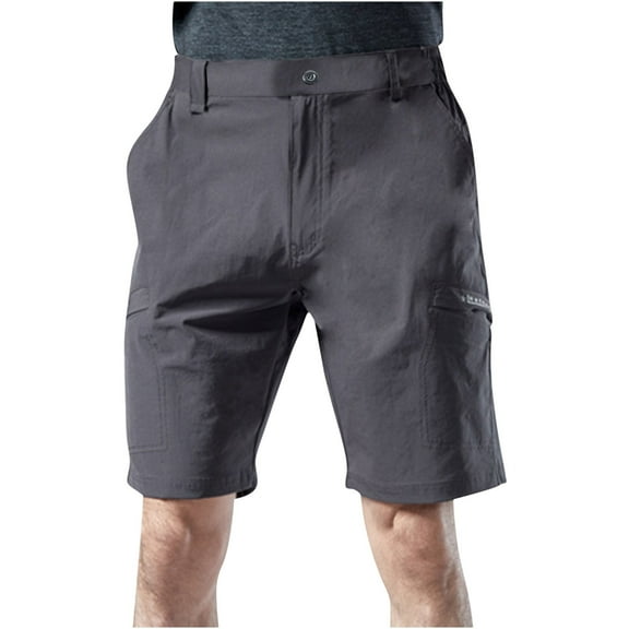 AHTJRT Mens Multi Pocket Stretch Cargo Shorts for Outdoor Climbing and Camping Quick Dry Casual Shorts Gray S