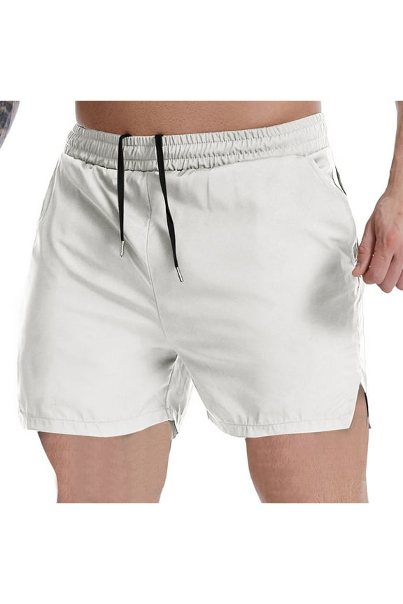 Mens Quick Dry Exercise Running Shorts Athletic Tennis Gym Workout Shorts for Men White XL