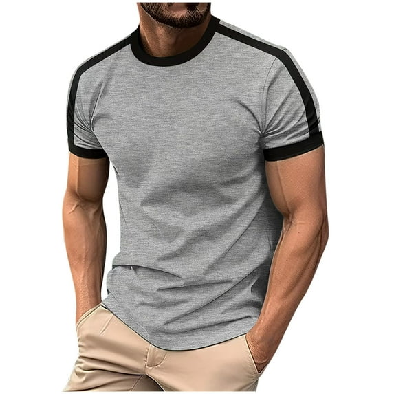 AHTJRT Mens Quick Dry Stretchy Short Sleeve Athletic Gym Muscle Tees for Workouts Gray M
