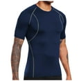 thumbnail image 1 of AHTJRT Mens Short Sleeve Compression Workout T Shirts Moisture Wicking Quick Dry Gym Sports Athletic Tees Navy L, 1 of 7