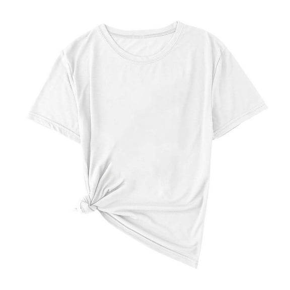 AHTJRT Mens Short Sleeve Crew Neck Tshirt Regular Fit Fashion Casual Solid Round Neck Tee Short Sleeve Top Blouse White S