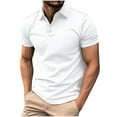 thumbnail image 1 of AHTJRT Mens Short Sleeve Polo Shirt Ribbed Texture Point Collar Slim Fit Casual Fashion Short Sleeve Solid Pullover Turndown Collar Sports Tank White L, 1 of 6