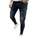 thumbnail image 1 of AHTJRT Mens Skinny Denim Cargo Jogger Pants Slim Fit Tapered Leg Streetwear Trousers Black 2XL, 1 of 9