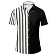 thumbnail image 1 of AHTJRT Mens Striped Patchwork Tees Short Sleeve Casual Summer Hawaiian Print Beach Tops Black 4XL, 1 of 4