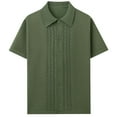 thumbnail image 1 of AHTJRT Mens Summer Knit Sheer Hollow Out Lapel Button Down Thin Breathable Vacation Beach Shirts Green 3XL, 1 of 9