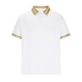 thumbnail image 1 of AHTJRT Mens Summer Splice Tees Casual Turndown Collar Button Up Loose Fit Tops White M, 1 of 4
