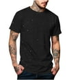 thumbnail image 1 of AHTJRT Mens Trendy Sparkly Sequin Glitter Summer Crew Neck Loose Casual Basic Streetwear Tees Black 2XL, 1 of 9