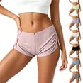 thumbnail image 1 of AHTJRT Micro Mini Pajama Shorts for Women Cute Low Rise Striped Knit Side Slit Ruched Lounge Shorts Summer Pjs Bottoms Blue L, 1 of 6
