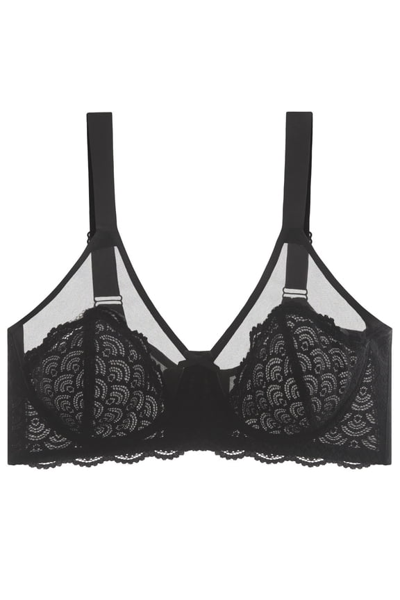 Minimizer Bras Bras for Women Push Up Full Coverage Sheer See Through Balconette Bras Comfort Breathable Floral Lace Bralettes C Cup Black#01 L