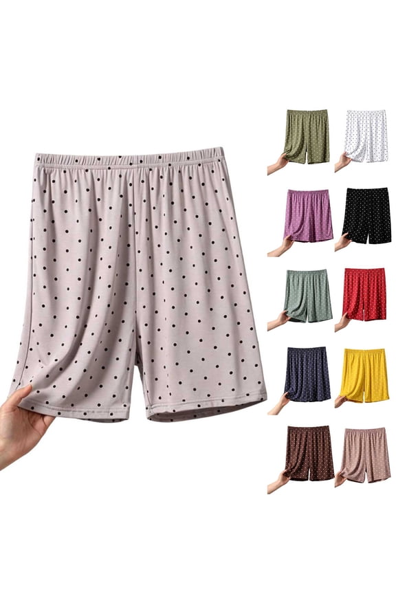 Modal Pajama Shorts for Women Casual Lounge Soft Comfywear Shorts Fashion Polka Dots Elastic Waist Sleep Shorts Plus Size Wine XL